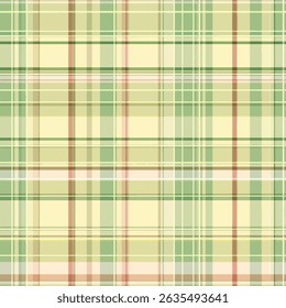 Plaid pattern in pastel green, light yellow, and brown. Plaid seamless pattern, Vector illustration background for print the paper.