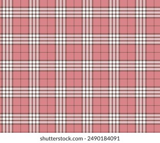 Patrón a cuadros, rosa, marrón, blanco, patrón sin costuras para textiles y ropa de diseño, faldas, pantalones, delantales, manteles, mantas o telas decorativas. Ilustración vectorial.
