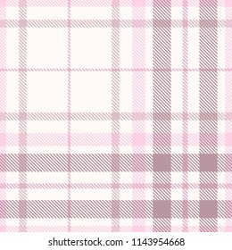 Plaid pattern in pink, faded purple and white. 