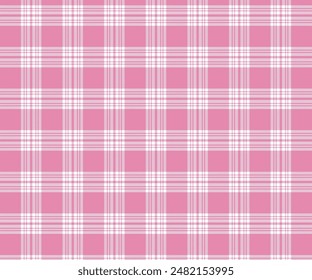 Plaid pattern, pink, white, seamless pattern for textiles and design clothing, skirts, pants, aprons, tablecloths, blankets or decorative fabrics. Vector illustration.