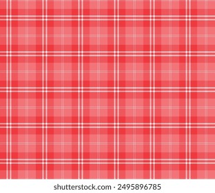 Plaid pattern, pink, white, seamless pattern for textiles and design clothing, skirts, pants, aprons, tablecloths, blankets or decorative fabrics. Vector illustration.