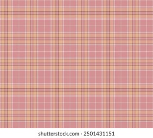 Patrón de cuadros, rosa, amarillo, blanco, marrón, patrón sin costuras para textiles y ropa de diseño, faldas, pantalones, delantales, manteles, mantas o telas decorativas. Ilustración vectorial.