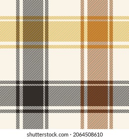 Plaid pattern print for autumn in brown, gold yellow, beige. Seamless gingham buffalo check tartan vector for flannel shirt, blanket, duvet cover, other modern fashion textile print.