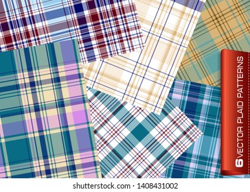 Plaid pattern for print (textile, wrapping, wallpaper). Seamless geometric background. EPS10 vector