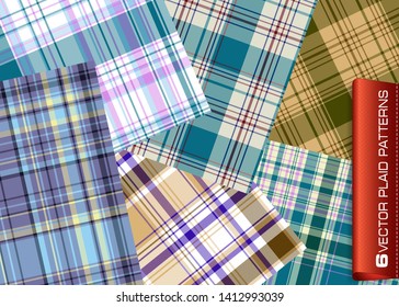Plaid pattern for print (textile, wrapping, wallpaper). Seamless geometric background. EPS10 vector