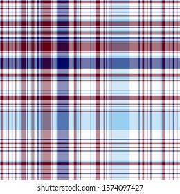 Plaid pattern for print (textile, wrapping, wallpaper). Checkered tartan fabric texture. Symmetric and asymmetric geometric background. EPS10 vector