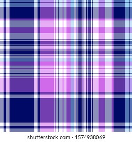 Plaid pattern for print (textile, wrapping, wallpaper). Checkered tartan fabric texture. Symmetric and asymmetric geometric background. EPS10 vector