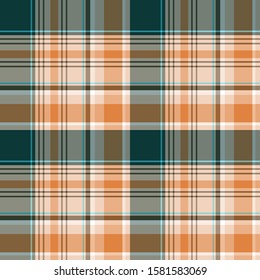 Plaid pattern for print (textile, wrapping, wallpaper). Checkered tartan fabric texture. Symmetric and asymmetric geometric background. EPS10 vector
