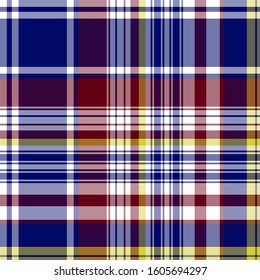 Plaid pattern for print (textile, wrapping, wallpaper). Checkered tartan fabric texture. Symmetric and asymmetric geometric background. EPS10 vector
