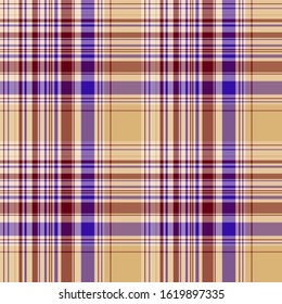 Plaid pattern for print (textile, wrapping, wallpaper). Checkered tartan fabric texture. Symmetric and asymmetric geometric background. EPS10 vector