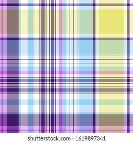 Plaid pattern for print (textile, wrapping, wallpaper). Checkered tartan fabric texture. Symmetric and asymmetric geometric background. EPS10 vector