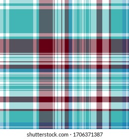 Plaid pattern for print (textile, wrapping, wallpaper). Checkered tartan fabric texture. Symmetric and asymmetric geometric background. EPS10 vector