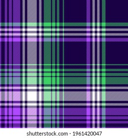 Plaid Pattern In Purple, Green, Navy Blue, White. Seamless Colorful Ombre Tartan Check Plaid Graphic Vector For Flannel Shirt, Blanket, Duvet Cover, Throw, Other Modern Fashion Textile Print.