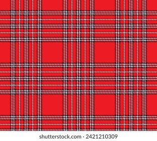 Plaid pattern, red, black, white. Seamless background for textiles, tailoring, skirts, pants or decorative fabric. Vector illustration.