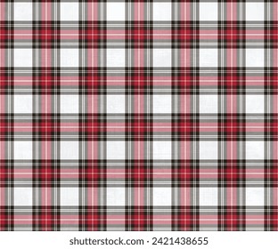 Patrón de plástico, rojo, negro, blanco, fondo sin costuras para el tejido. Ropa, falda, pantalones o tela decorativa. Ilustración vectorial.