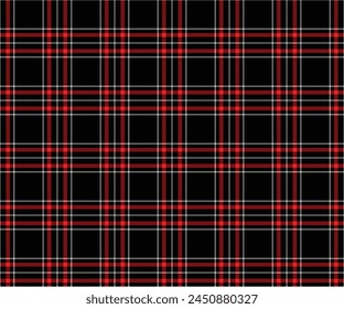 Plaid pattern, red, black, white, seamless pattern for designing textiles, tailoring, skirts, trousers or decorative fabric. Vector illustration.