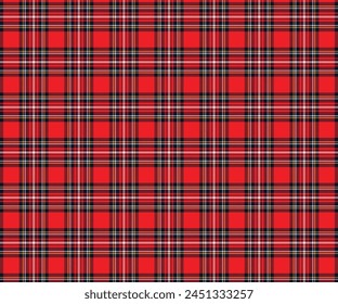 Plaid pattern, red, black, white, yellow, seamless pattern for textiles, tailoring of skirts, pants or decorative fabrics. Vector illustration