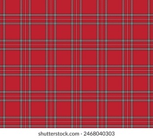 Plaid pattern, red, black, white, seamless for textile design, clothing, skirt, unique, beautiful. Vector illustration.