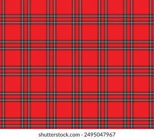Plaid pattern, red, black, white, seamless grid pattern for textiles and designing clothing, skirts, pants, aprons, tablecloths, blankets or decorative fabrics. Vector illustration.
