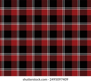 Plaid pattern, red, black, white, seamless pattern for textiles and design clothing, skirts, pants, aprons, tablecloths, blankets or decorative fabrics. Vector illustration.