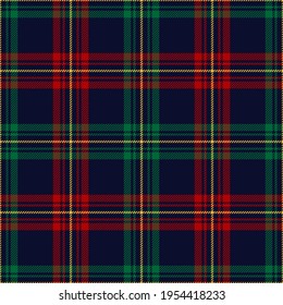 Plaid Pattern In Red, Green, Yellow, Navy Blue. Seamless Christmas Tartan Check Plaid Graphic Vector For Flannel Shirt, Skirt, Tablecloth, Throw, Other Modern Winter Holiday Fashion Textile Print.