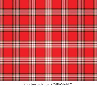 Plaid pattern, red, white, black, yellow, seamless pattern for textiles and design clothing, skirts, pants, aprons, tablecloths, blankets or decorative fabrics. Vector illustration.