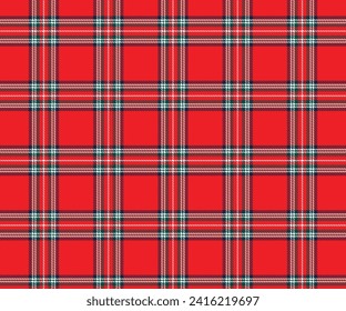 Plaid pattern. Red, white, dark green, navy blue, seamless background, striking, modern, timeless for any textile or garment, skirt, pants. Vector illustration.