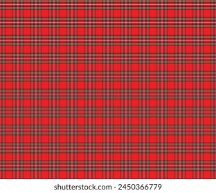 Plaid pattern, red, yellow, black, white, seamless for textiles and clothing, skirts, pants or decorative fabric. Vector illustration.