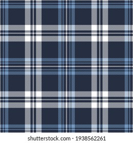 Plaid pattern seamless in blue and white. Textured tartan check background graphic vector for flannel shirt, picnic blanket, throw, other modern spring summer fashion textile design.