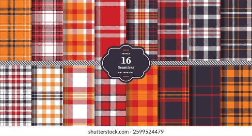 Plaid pattern seamless. Bright Canary and Dark Slate Tartan Textile Design. Set of 16