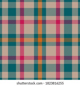 Plaid-Muster nahtlos. Überprüfen Sie die Textur des Stoffes. Streifen, quadratischer Hintergrund. Vektor Textil Design Tartan.