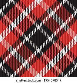 Plaid pattern seamless. Check fabric texture. Stripe square red black background. Vector textile design tartan.