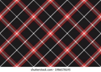 Plaid pattern seamless. Check fabric texture. Stripe square red black background. Vector textile design tartan.