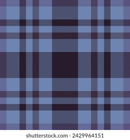 Plaid pattern seamless of check tartan vector with a textile background texture fabric in dark and blue colors.