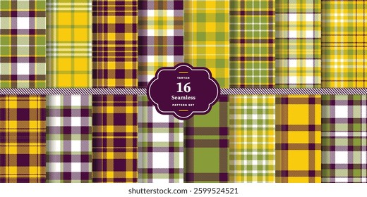 Plaid pattern seamless. Classic Tartan Red and Deep Scarlet Tartan Textile Design. Set of 16