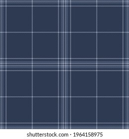 Plaid pattern seamless in dark blue grey. Tartan check textured monochrome spacious background vector for flannel shirt, blanket, duvet cover, scarf, other modern autumn winter fashion fabric print.
