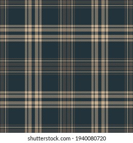 Plaid pattern seamless in dark brown and beige for autumn winter menswear. Tartan check background vector graphic for flannel shirt, blanket, throw, duvet cover, other modern fashion textile print.