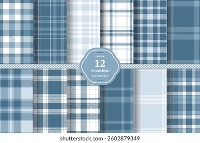 Plaid pattern seamless. Deep Cardinal and Cool Graphite Tartan Fabric Design. Set of 12
