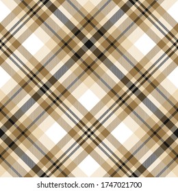 Plaid pattern. Seamless gold, black, white tartan check plaid graphic for flannel shirt, blanket, throw, duvet cover, or other modern autumn fabric design.