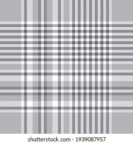 Plaid pattern seamless in grey and white. Striped textured large tartan check graphic for flannel shirt, scarf, blanket, duvet cover, other modern spring summer autumn winter fashion textile design.