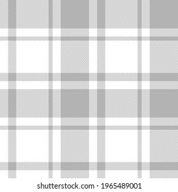 Plaid pattern seamless in grey and white. Tartan buffalo check herringbone graphic vector for flannel shirt, skirt, blanket, duvet cover, other modern spring summer autumn winter fashion fabric print.