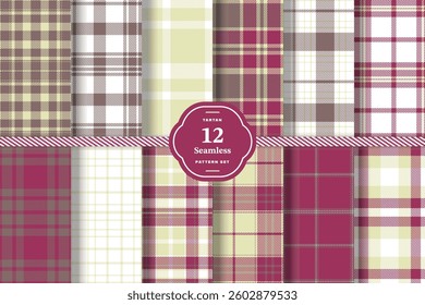 Plaid pattern seamless. Highland Gold and Rich Saffron Tartan Fabric Design. Set of 12