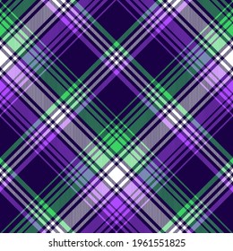 Plaid Pattern Seamless In Purple, Green, Navy Blue, White. Colorful Ombre Tartan Check Plaid Graphic Vector For Flannel Shirt, Blanket, Duvet Cover, Throw, Other Modern Fashion Fabric Design.