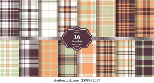 Plaid pattern seamless. Rich Amber and Cherry Red Tartan Textile Design.