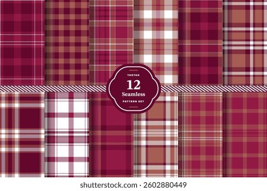 Plaid pattern seamless. Sunflower Yellow and Soft Vanilla Tartan Fabric Design. Set of 12