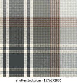 Plaid pattern seamless tartan vector background in grey and beige. Glen abstract check plaid for jacket, coat, blanket, or other spring, summer, autumn, and winter tweed fashion textile design.