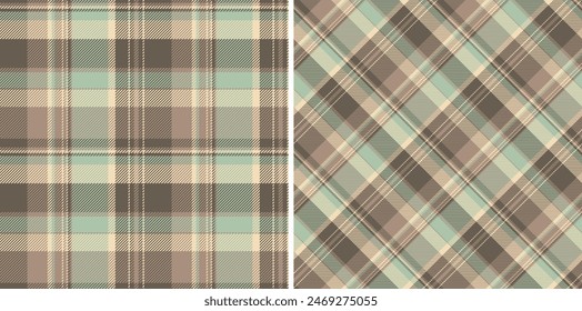 Plaid pattern seamless of textile texture check with a background vector fabric tartan. Set in coffee colours. Modern duvet covers for the bedroom.