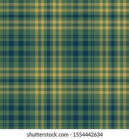 Plaid pattern seamless texture. Dark tartan check plaid background in blue, green, and gold for flannel shirt, blanket, throw, duvet cover, or other modern textile design. Glen plaid.