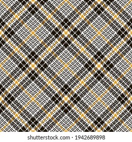 Plaid pattern seamless tweed in black, yellow, white. Glen tartan check plaid vector for spring autumn winter skirt, jacket, coat, dress, other modern everyday casual fashion fabric design.