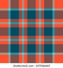 Plaid pattern seamless vector background in orange and blue. Tartan check plaid for modern everyday fabric design